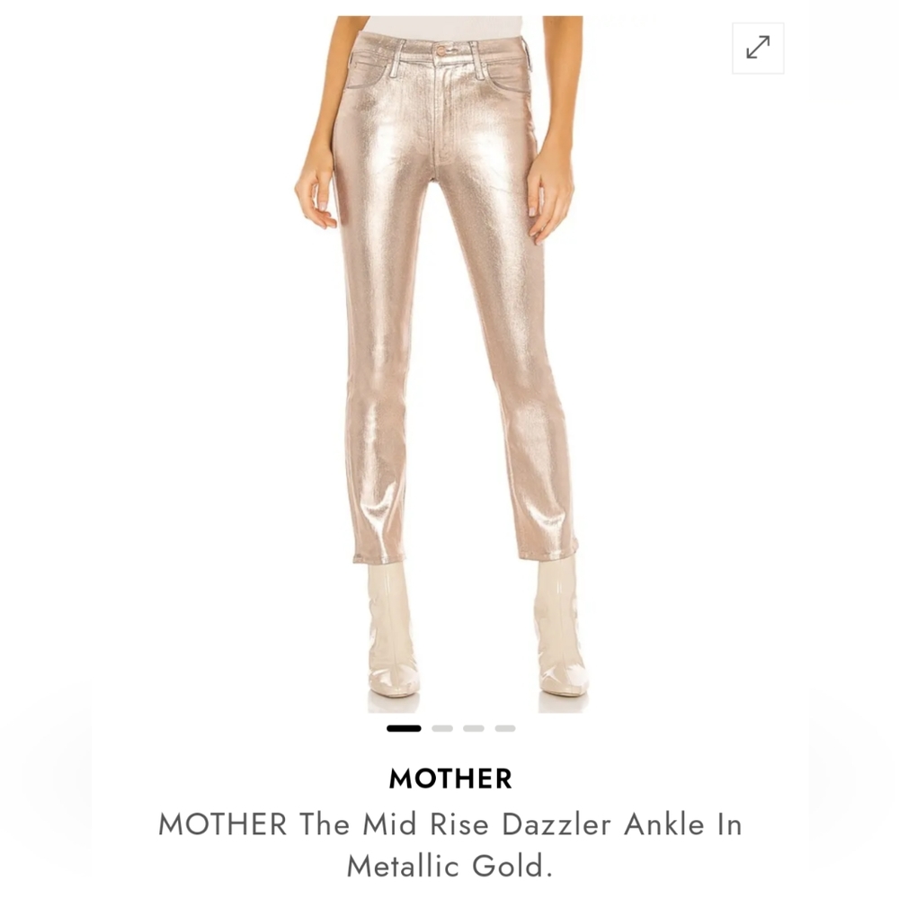 [MOTHER] Metallic Gold Mid-rise Ankle Crop Jeans NWT